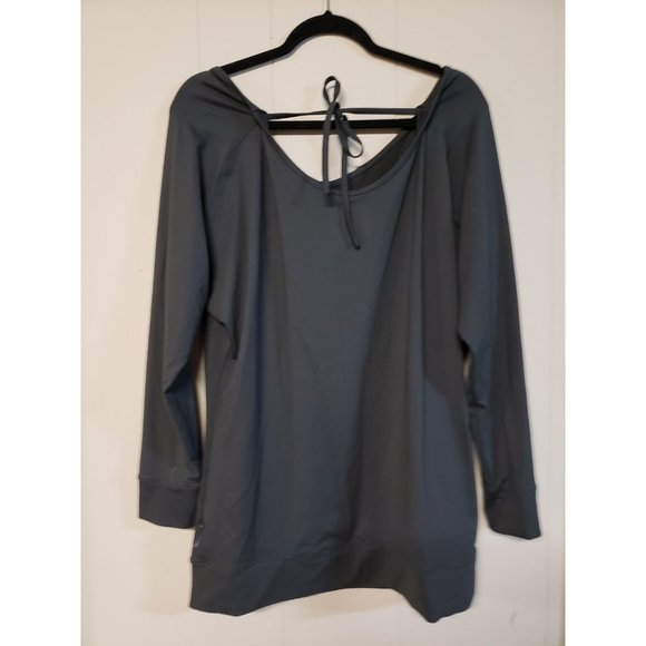 Womens Merrell Grey Wide Neck Top Size L - Picture 3 of 4